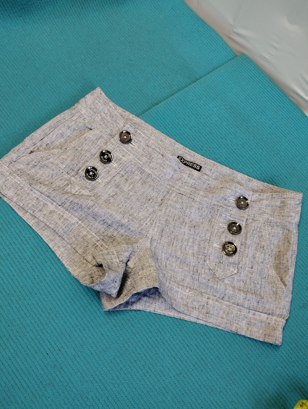 Express Women's Low Rise Gray Linen Mini Shorts Gray - 6